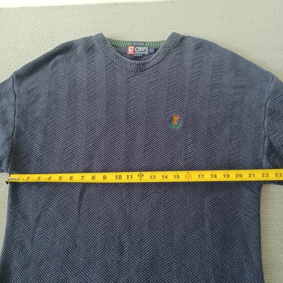 VTG Chaps Ralph Lauren Sweater Mens L Blue Heavy Knit Hand Framed 90s Fisherman - Picture 5 of 9